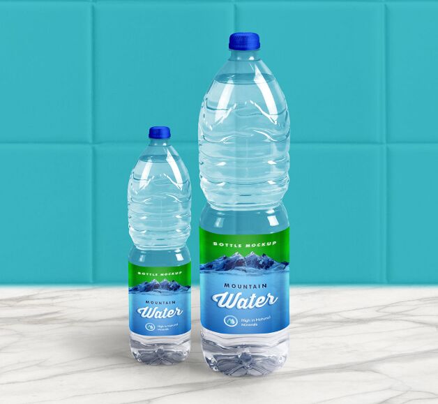 1 Liter Mineral Drinking Water Bottle Mockup PSD