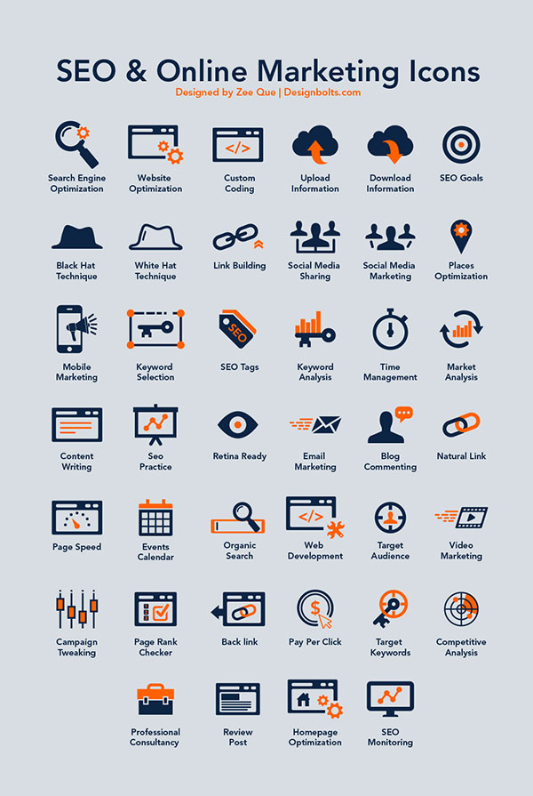 40 Free SEO & Online Marketing Icons