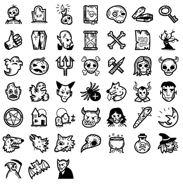 45 Spooky Halloween Handdrawn Icons