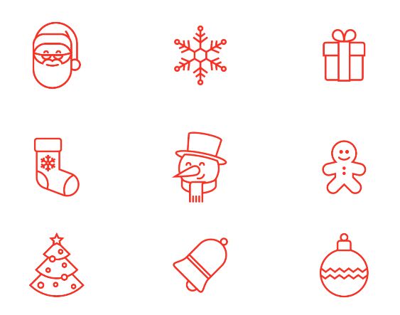 6 Christmas Icons Vector