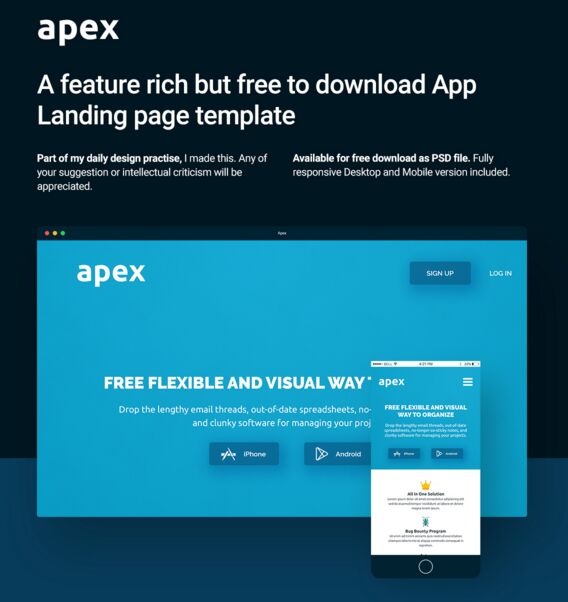 Apex - Free App Landing Page