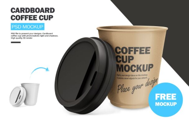 Cardboard Coffee Cup PSD Mockup