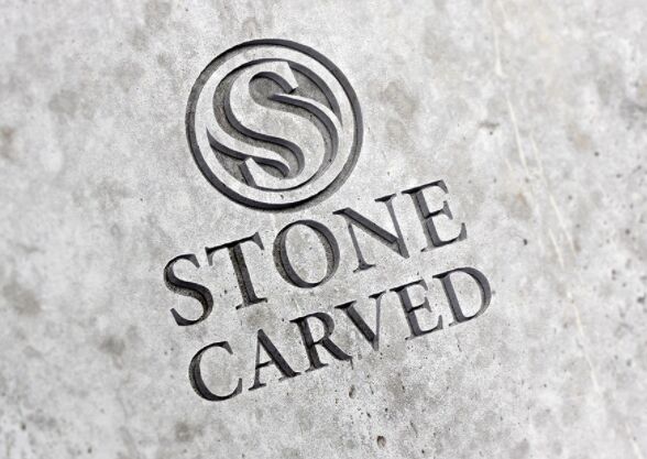 Carved Stone Logo Mockup PSD