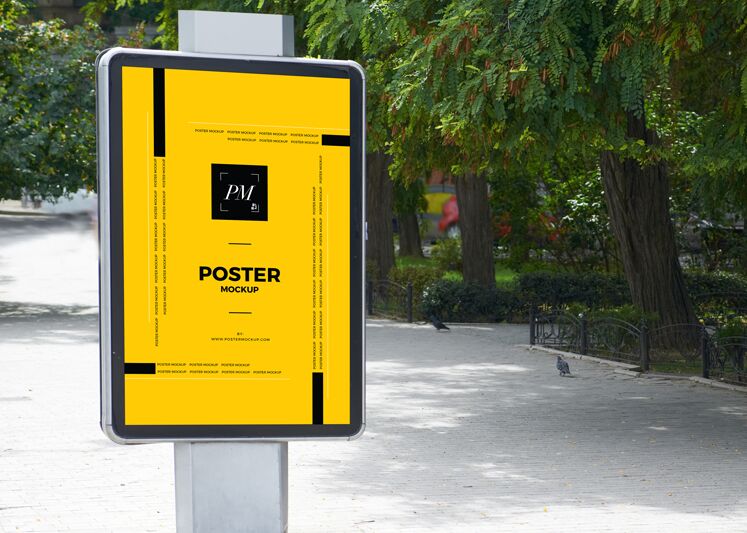 City Street Outdoor Advertisement Vertical Poster Mockup-min