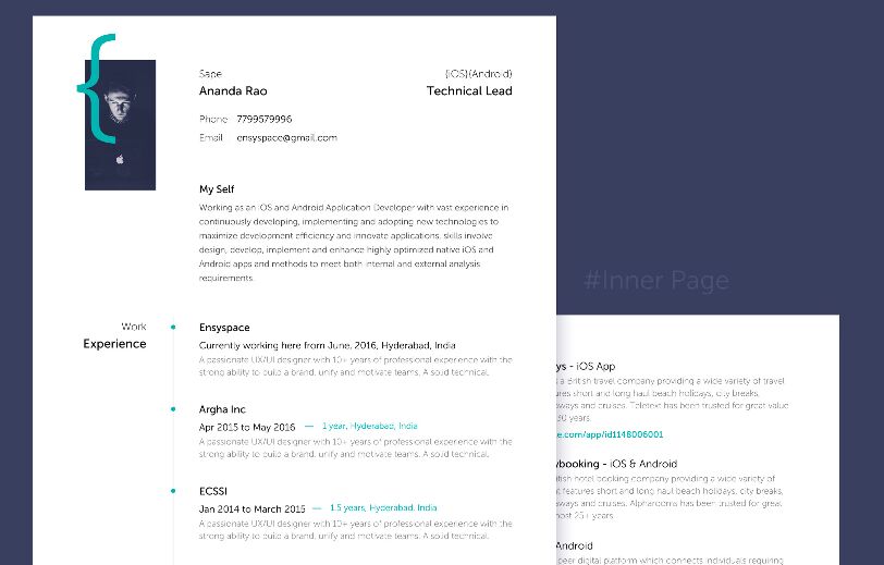 Clean Resume PSD Template For App Designers