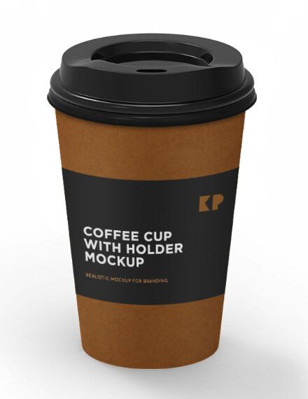 Coffee Cup With Holder PSD Mockup
