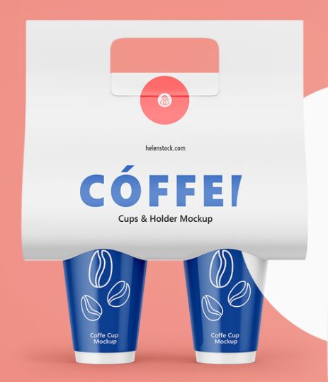 Coffee Cups and Holder Mockup