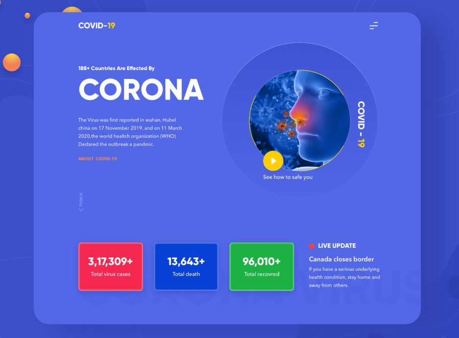 Corona (Covid 19) Landing Page Template