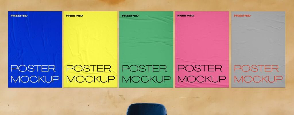 Creased Paper Poster Mockup PSD