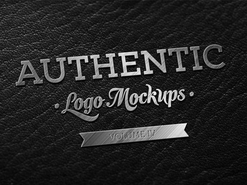 Dark Leather Metallic Finish Logo Mockup