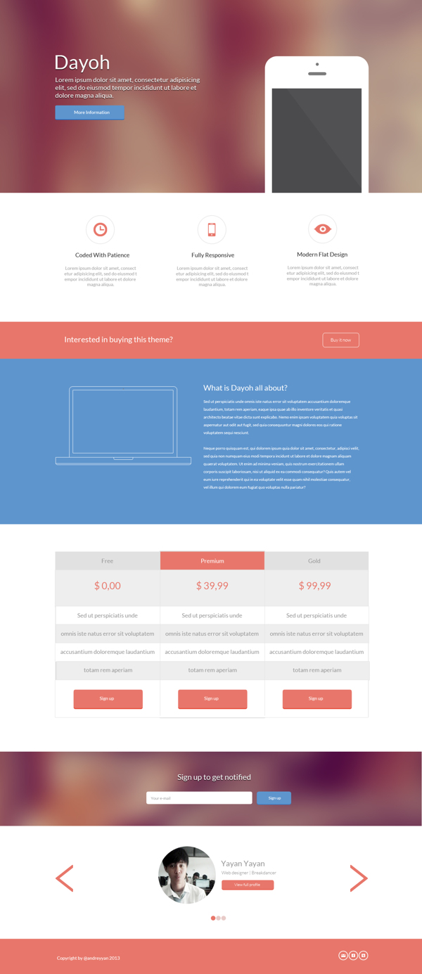 Dayoh - Landing page PSD Template