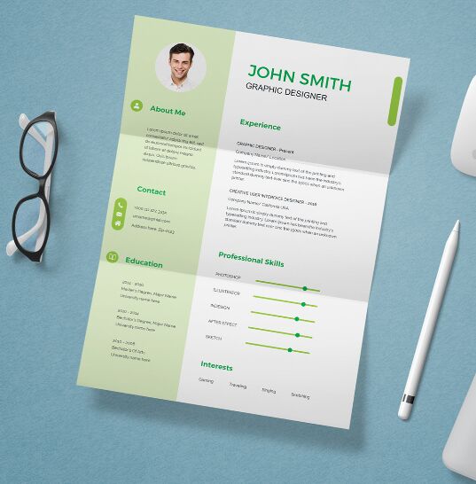 Download CV Resume Template and Mockup free PSD