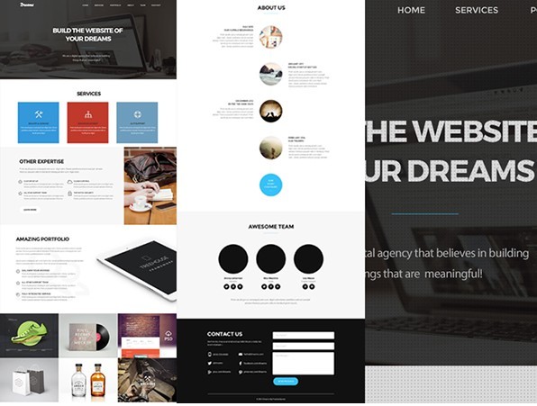 Dream One Page Web Template PSD