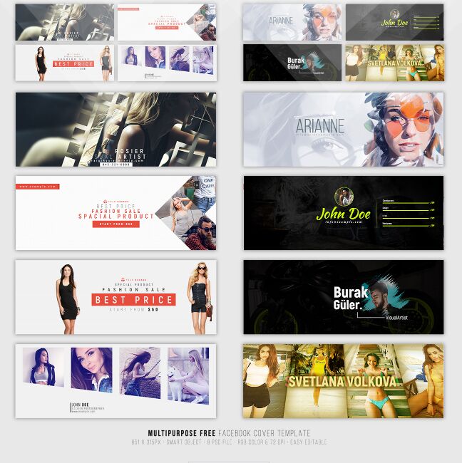 Free 8 Facebook Cover PSD Template