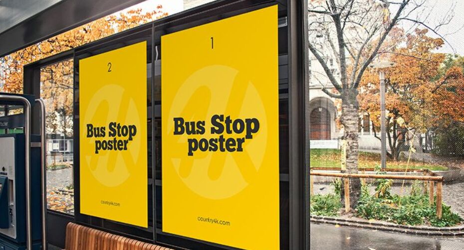 Free Bus Stop Poster PSD MockUp