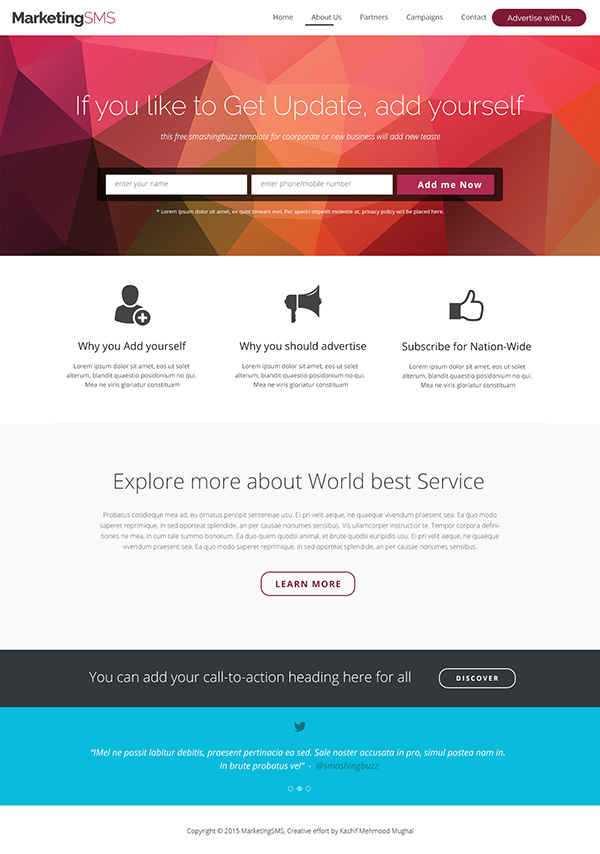 Free Business Landing Page PSD Template