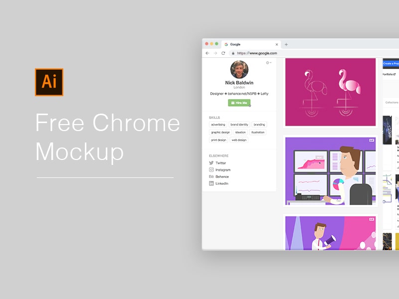 Free Chrome Mockup 2018 For Illustrator