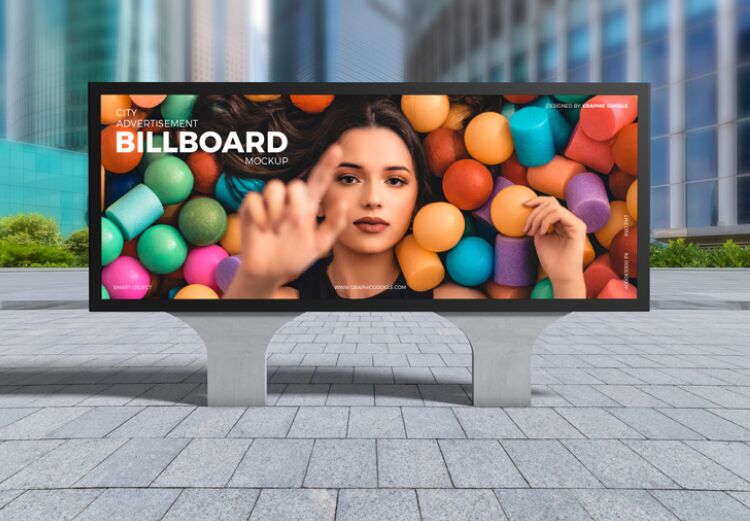 Free City Advertisement Billboard Mockup