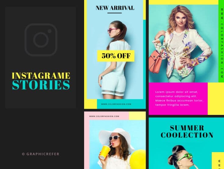 Free download Colourful Instagram stories PSD template