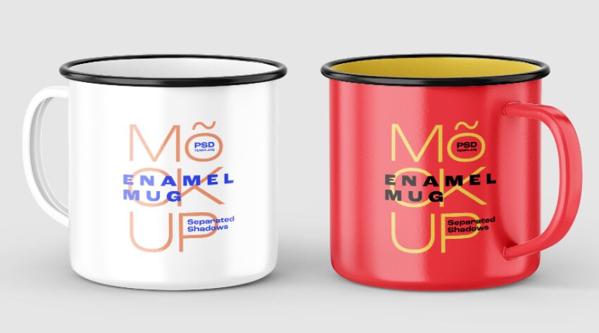 Free Enamel Mug Mockup Set