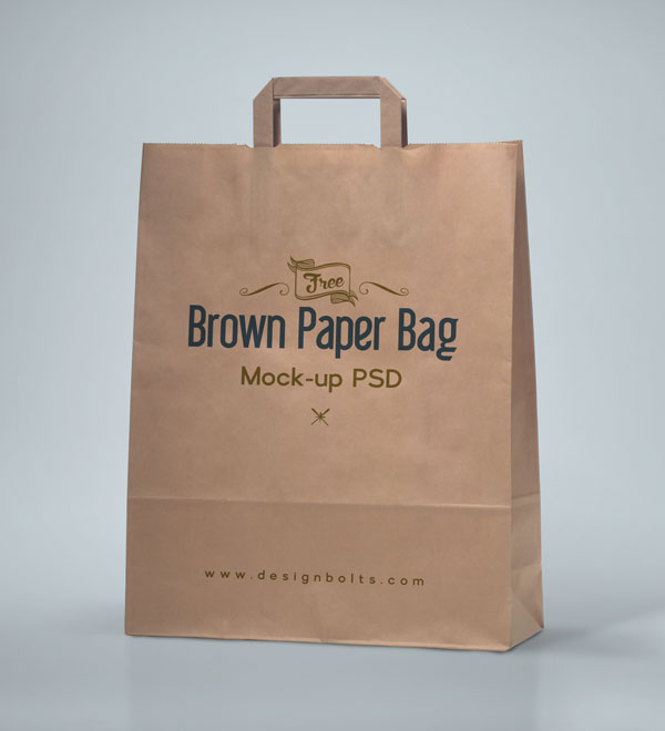 Free High Quality Brown Shopping Bag Packaging Mock-up PSD File