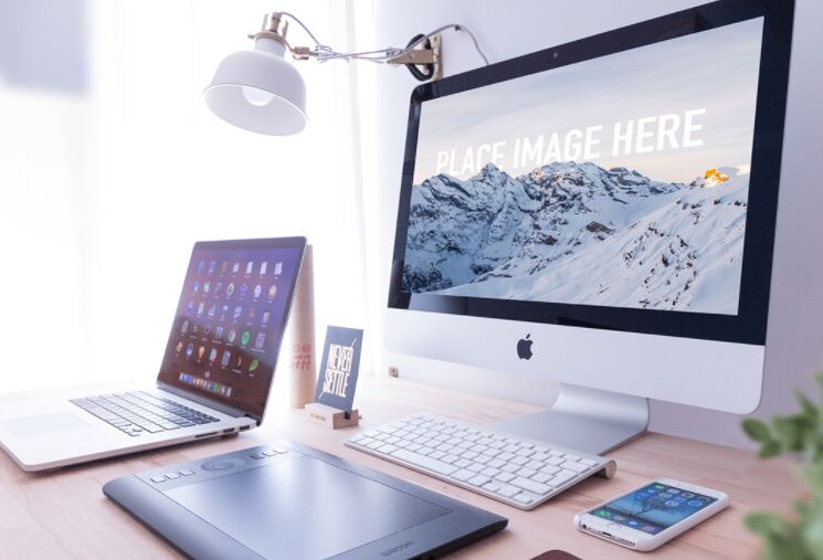 FREE iMac & MacBook Mockups PSD
