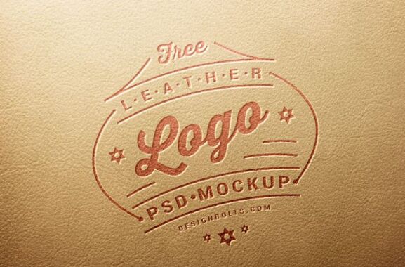 Free Leather Stamping Logo Mockup PSD-min