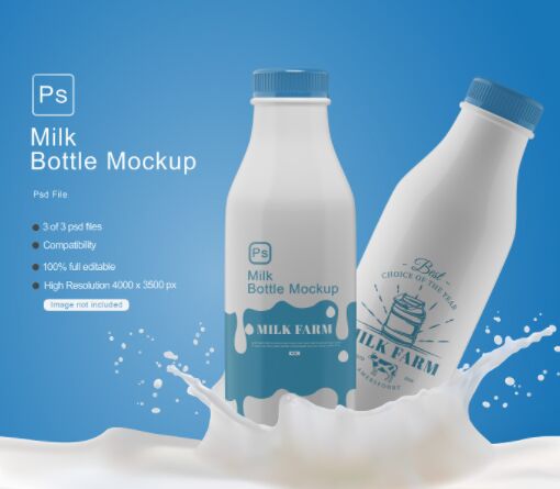 Free Milk Bottle Mockups
