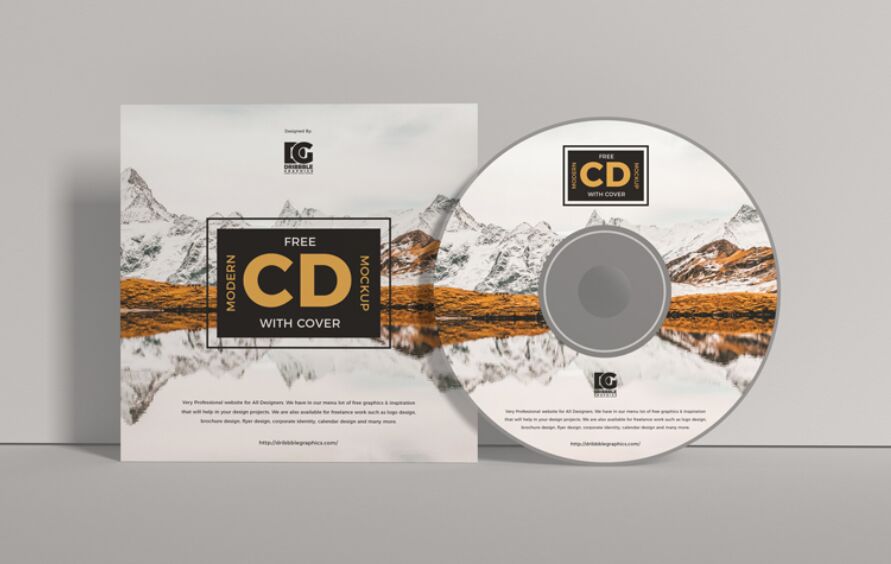 Free Modern CD Mockup With Cover