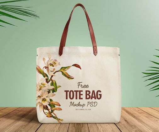Free Organic Cotton Tote Shopping Bag Mockup PSD