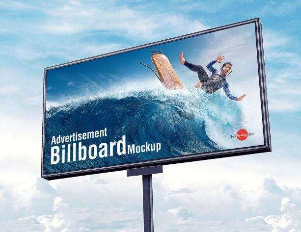 Free Outdoor Advertisement Sky Billboard Mockup PSD
