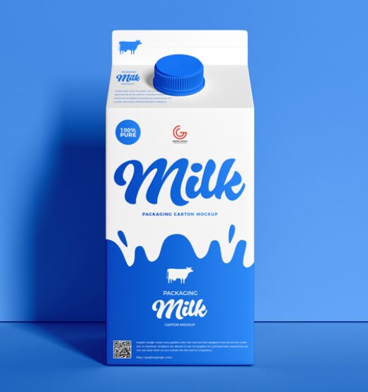 Free Packaging Milk Carton Mockup