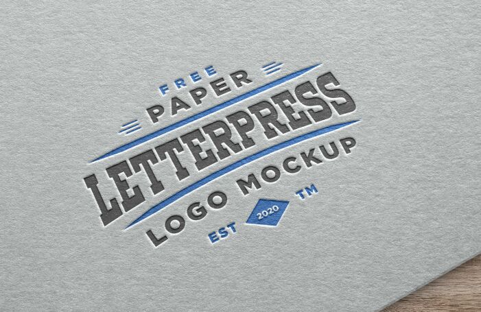 Free Paper Letterpress Logo Mockup PSD