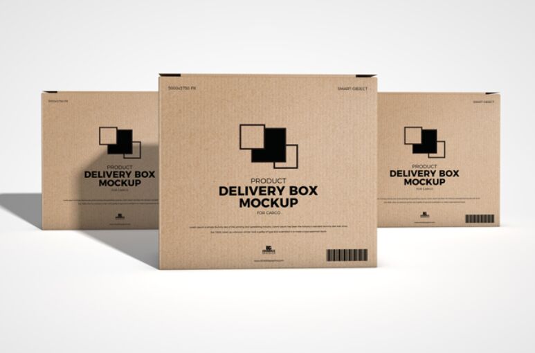 Free Product Delivery Box Mockup