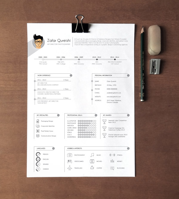 Free Professional Resume (CV) Template for Graphic Designers
