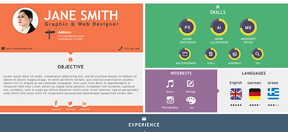 Free PSD Flat and Colorful Resume
