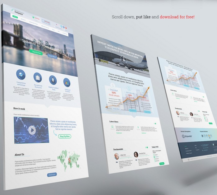 Free PSD Landing Page Investment Company