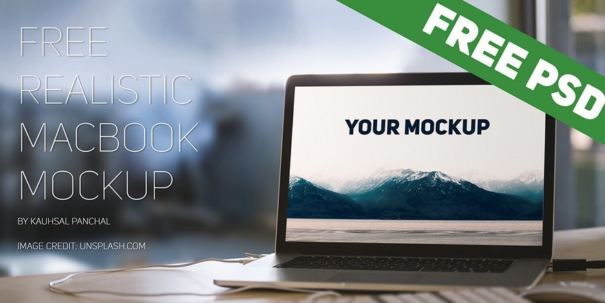 Free Realistic Macbook Mockup PSD