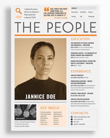FREE Resume Template Newspaper Cover