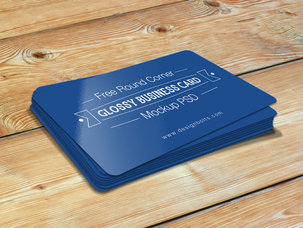 Free Round Corner Glossy Business Card Mockup PSD