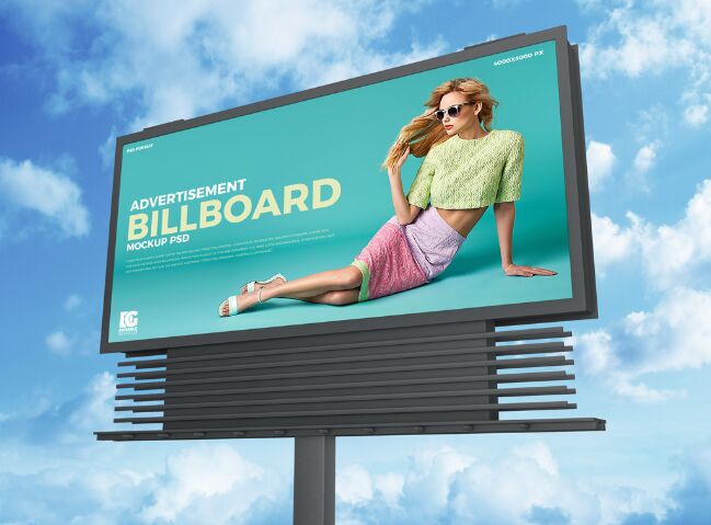Free Sky Advertisement Billboard Mockup PSD