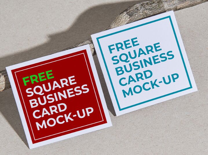Free square business card mockup