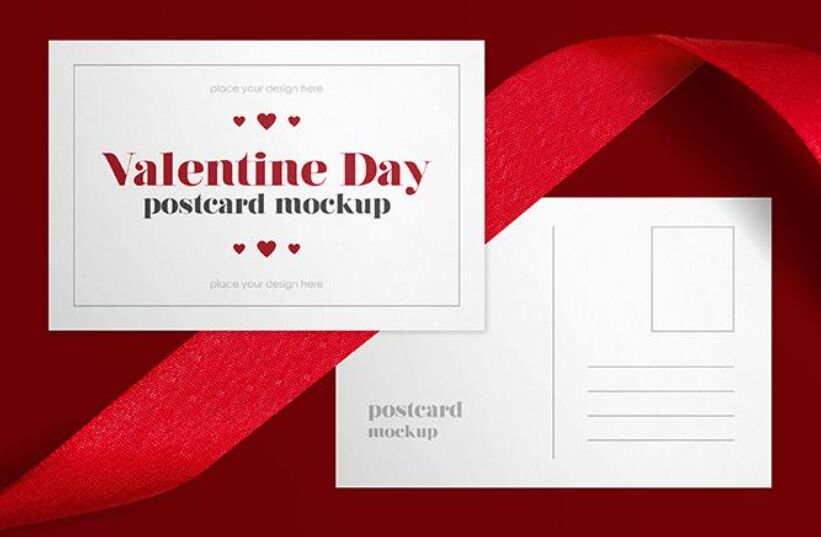 Free Valentine's Day Postcard Mockup