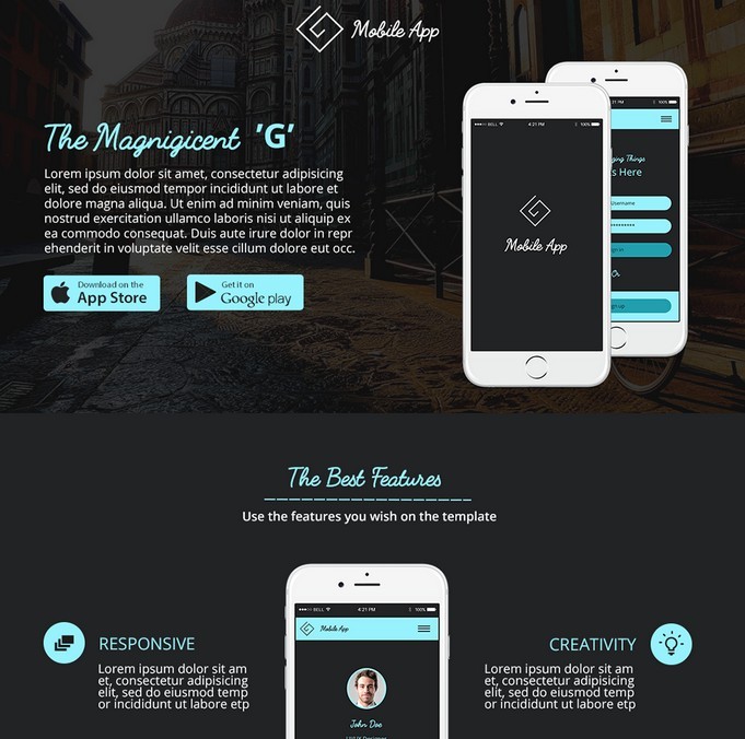 G-App Free Landing Page Template