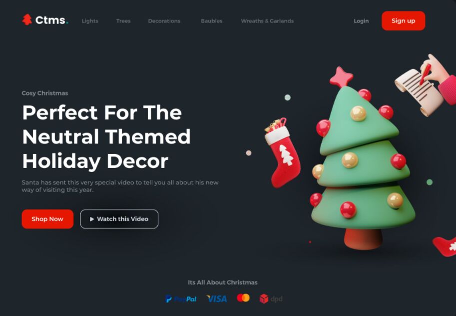 Holiday Decor Landing Page Web Design