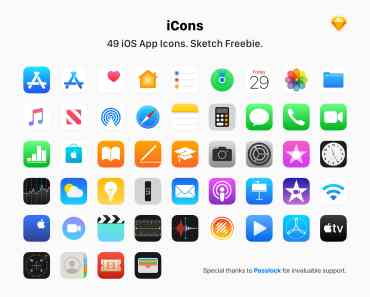 iOS App Vector Icons Pack For Sketch App