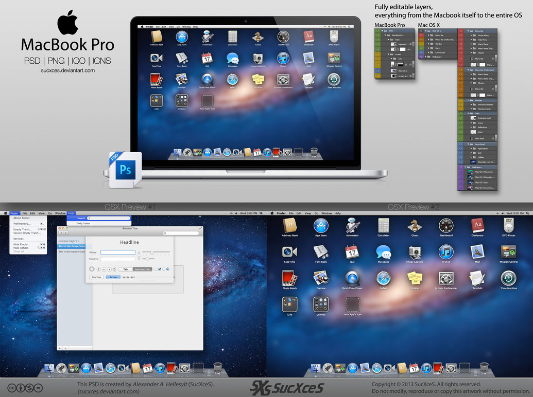 MacBook Pro PSD with Icons