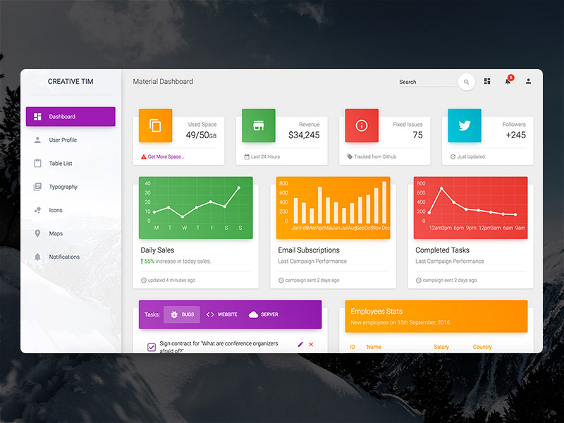 Material Dashboard - Free Bootstrap Material Design Admin