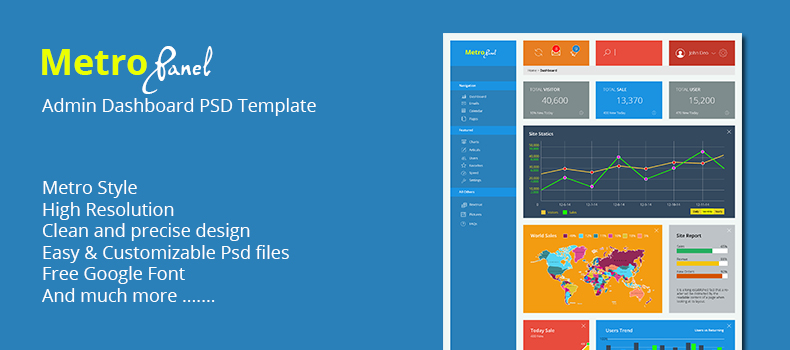 MetroPanel – Admin Dashboard PSD Template