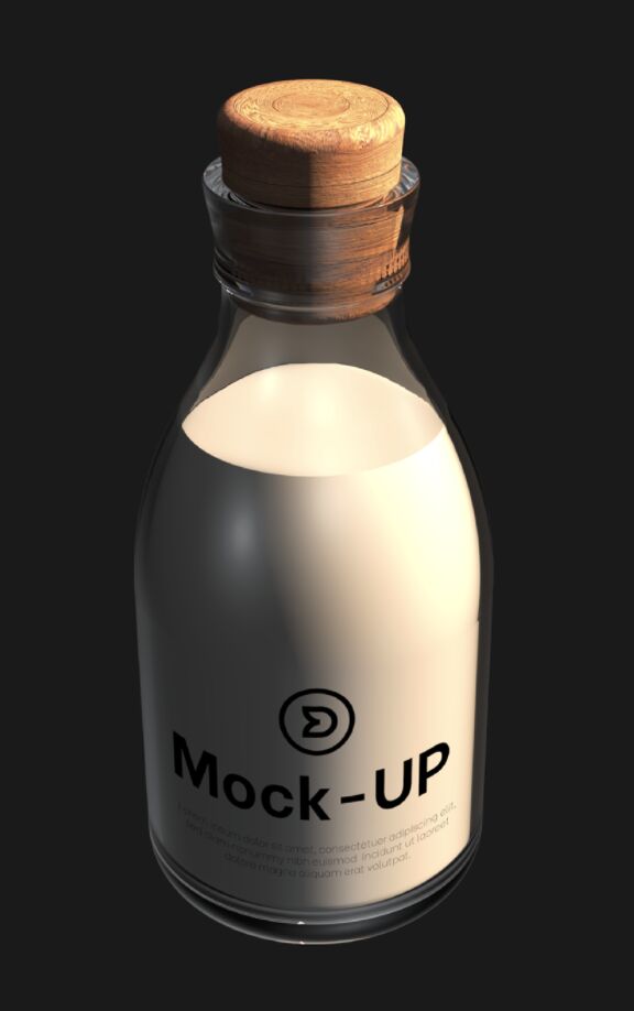 Milk Bottle PSD Mockup Set Free